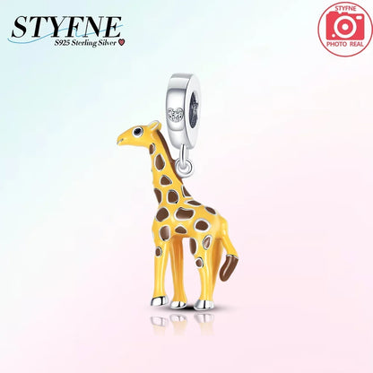 Exquisite Charms aus 925er Silber, Sika-Hirsch, Elch, Leopard, Löwe, Affe, Perlen, passend für Original-Charm-Armbänder, Mode-Anhänger, Geschenk