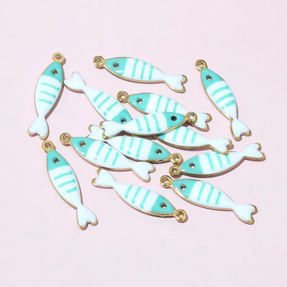 20 Stück Edelstahl Emaille Fisch Charms Anhänger 18x5mm Edelstahl DIY Schmuck Herstellung Zubehör für Ohrringe Halskette