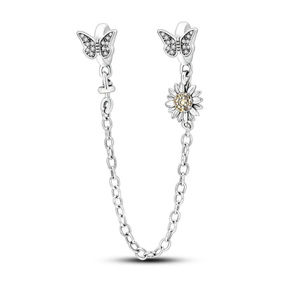Silber-Charm, 925er-Sterlingsilber, Clip-Charms, Sicherheitsketten-Charm, CZ-Pavé, runde Clip-Perlen, passend für Original-Armbänder, Schmuckherstellung