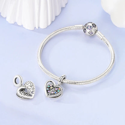 Wunderschöner Charm-Anhänger aus 925er-Sterlingsilber mit grünem Baum des Lebens, passend für DIY-Armband-Halskette. Ein Geschenk der Erlösung, das den Weg führt
