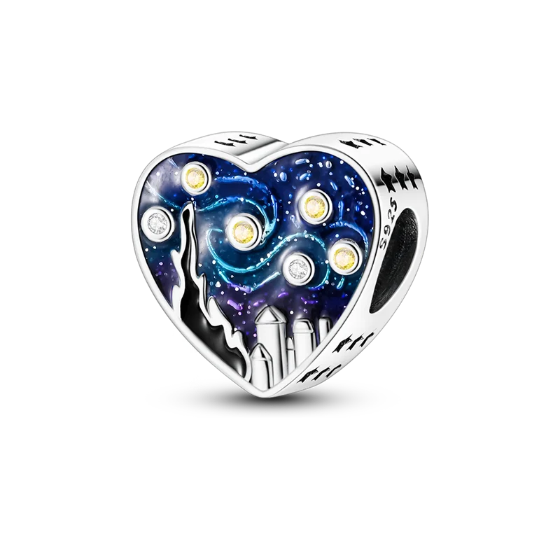 Original-Charm-Perle aus 925er-Sterlingsilber mit eingelegtem Zirkonium, Schleife, Liebesherz, Ballon-Anhänger, passend für Armbänder, DIY-Schmuckmarkierung