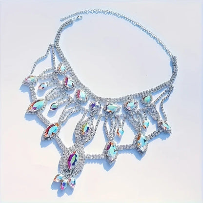 Elegante und glänzende AB-Farbe Kristall Halskette Schmuck für Frauen exquisite Hochzeit Party Kristall Kragen Kette Abendessen Schmuck