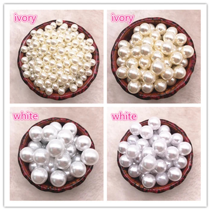 NEUE 6mm-16mm Gerade Löcher/Kein Loch Weiß Elfenbein Runde Imitation Kunststoff Perle Spacer Lose perlen Für Schmuck Zubehör Perlen