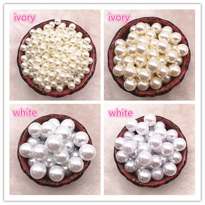 NEUE 6mm-16mm Gerade Löcher/Kein Loch Weiß Elfenbein Runde Imitation Kunststoff Perle Spacer Lose perlen Für Schmuck Zubehör Perlen
