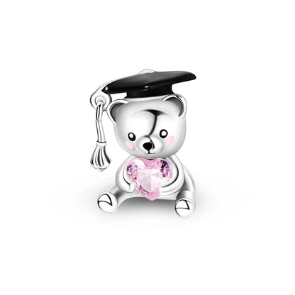 Graduation Series Original Charms Perlen Anhänger 925 Sterling Silber Blumen Kappe Herz Charms für Armband DIY Party Schmuck Geschenk