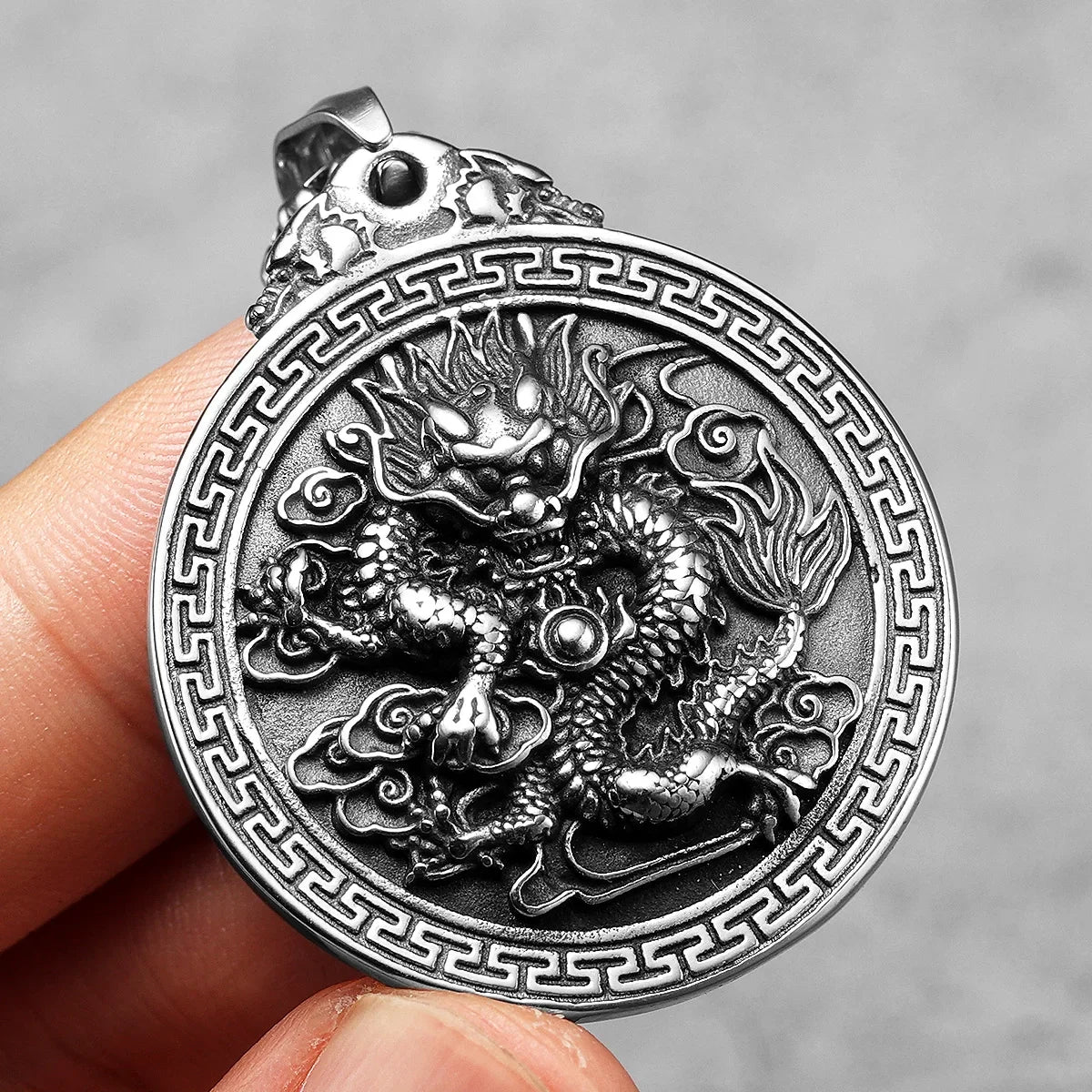Chinesischen Drachen Amulett Männer Halsketten Edelstahl Anhänger Kette Frauen Schmuck Coole Dinge Männliche Zubehör Geschenke Großhandel