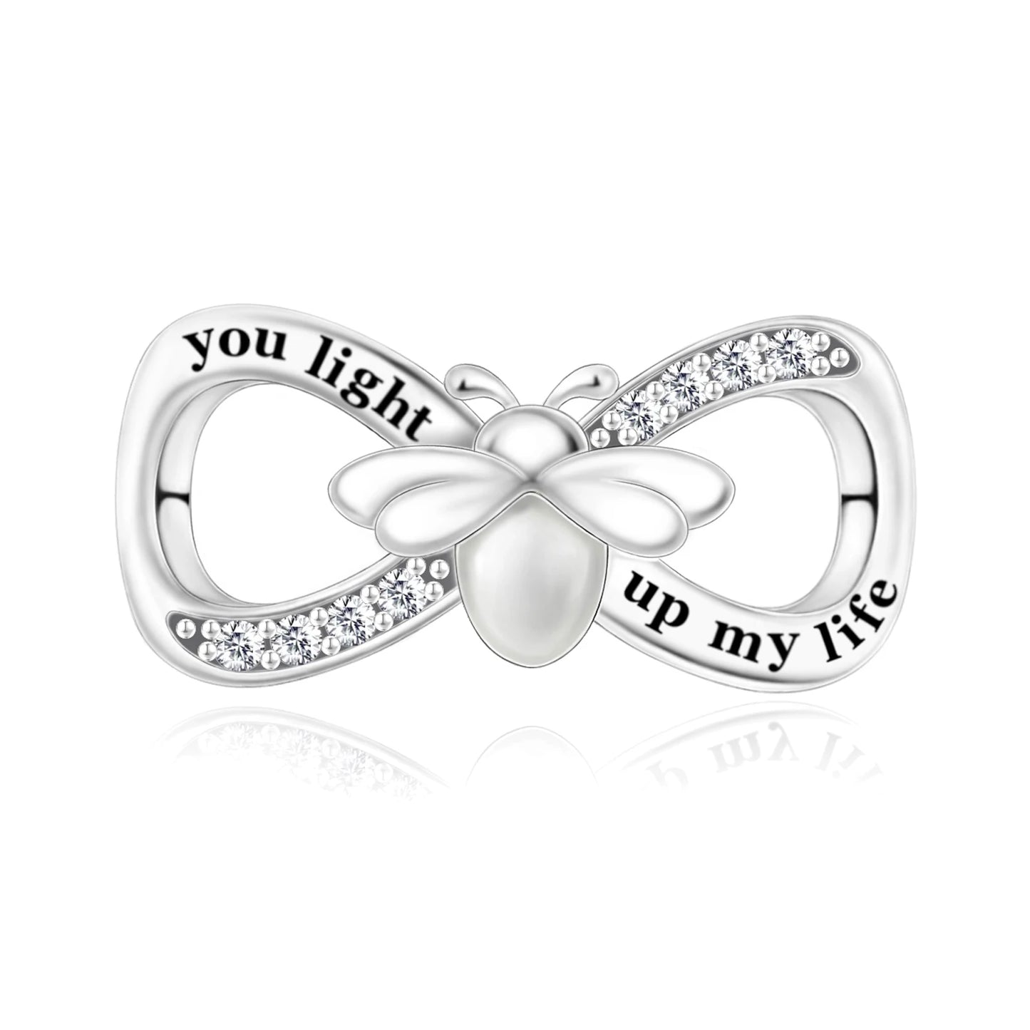 Funkelnde Edelsteinperlen aus 925er-Sterlingsilber mit eingelegten Edelsteinen und baumelnder Charm mit unendlichem Knoten, passend für Schlangenarmband, Boutique-Halskette, schönes Geschenk