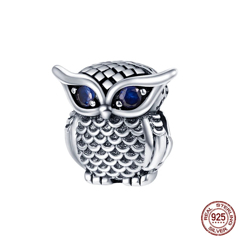 Passend für Qikaola 925 Original-Armbänder, blauer Zirkon, Eule, leuchtende Meeresschildkröte, Oktopus, 925er Silber, Charms, Perlen, DIY, Geburtstag, Schmuck, Geschenk