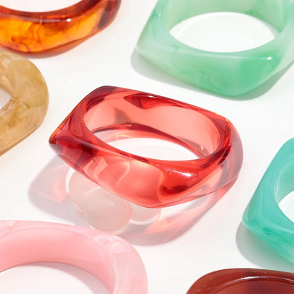 Vintage Acryl große bunte geometrische unregelmäßige Armreifen für Frauen trendige Harz breite Manschette Armreifen Armbänder 2025, Modeschmuck