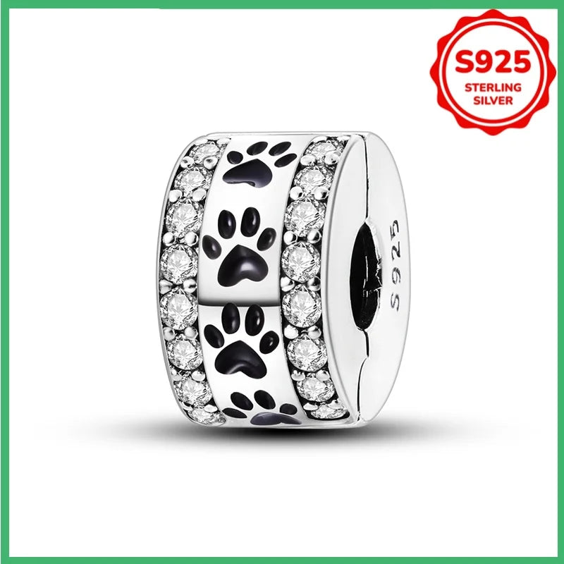 Kleeblatt-Schneeflockenfarbene Sicherheitsschnalle aus 925er Sterlingsilber für modische Damen-Charm-Perlen, geeignet für DIY-Armbänder