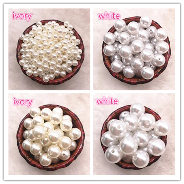 NEUE 6mm-16mm Gerade Löcher/Kein Loch Weiß Elfenbein Runde Imitation Kunststoff Perle Spacer Lose perlen Für Schmuck Zubehör Perlen