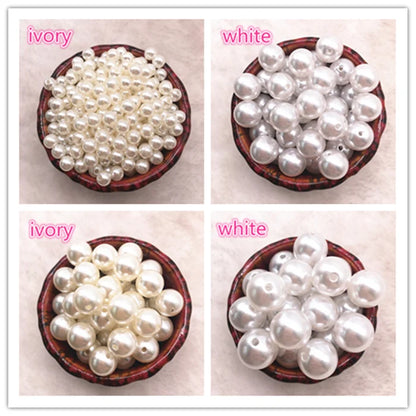 NEUE 6mm-16mm Gerade Löcher/Kein Loch Weiß Elfenbein Runde Imitation Kunststoff Perle Spacer Lose perlen Für Schmuck Zubehör Perlen