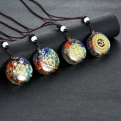Retro Bunte Chips Natürliche Türkis Amethyst Stein Chakra Orgon Energie Pendel Amulett Reiki Heilung Anhänger Halskette
