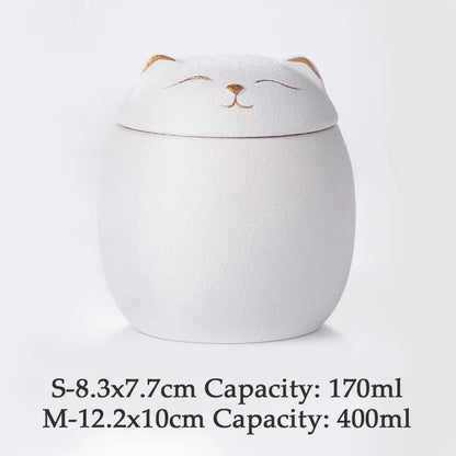 Urn for pet ashes, cat shape memorial cremation urns, hand crafted black, decorative urns for burial dog, ceramic sealed jar