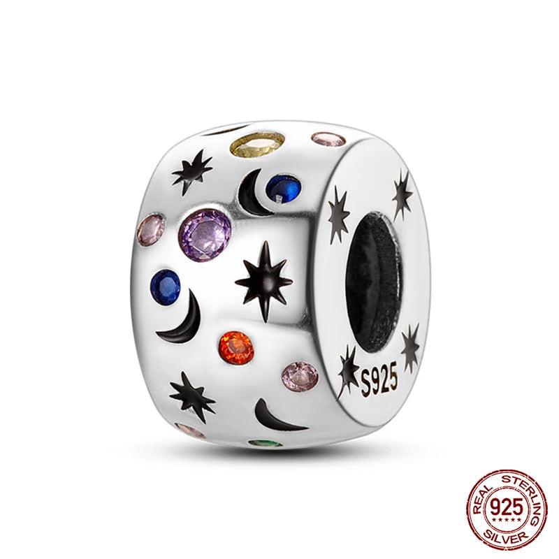 Fit 925 Original Armband 100 % 925 Sterling Silber Glänzende Bunte Zirkon Herz Charms Perlen Exquisite DIY Schmuck Geschenk