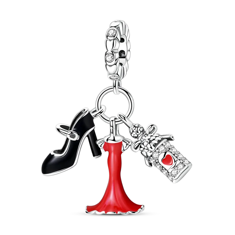 Original-Charm-Perle aus 925er-Sterlingsilber mit eingelegtem Zirkonium, Schleife, Liebesherz, Ballon-Anhänger, passend für Armbänder, DIY-Schmuckmarkierung