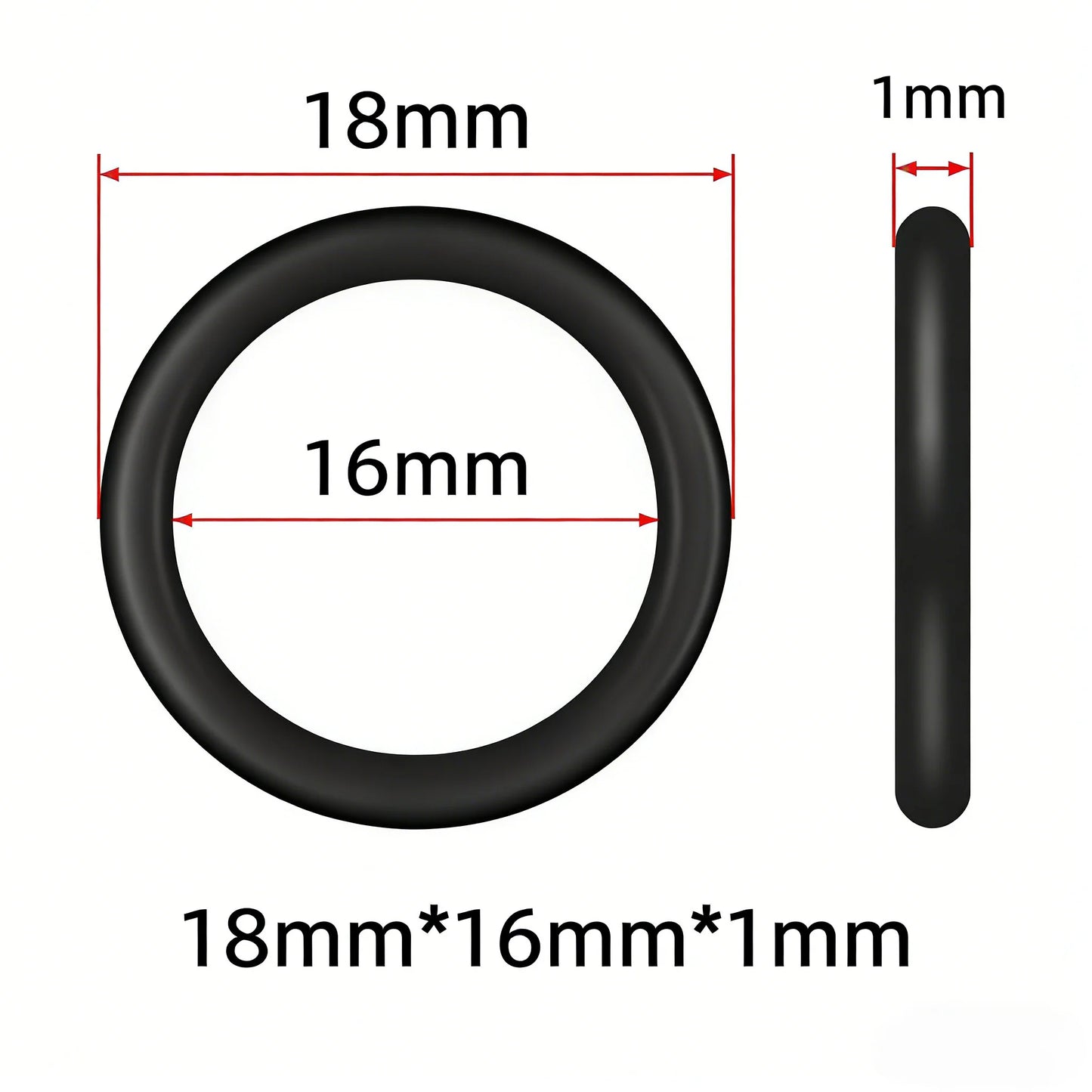 500 Stück NBR-O-Ringe, Durchmesser 1 mm, Außendurchmesser 11–52 mm, öl- und hitzebeständige Dichtungsringe für die Autoreparatur, Rohr- und Gasdichtungsverbindungen