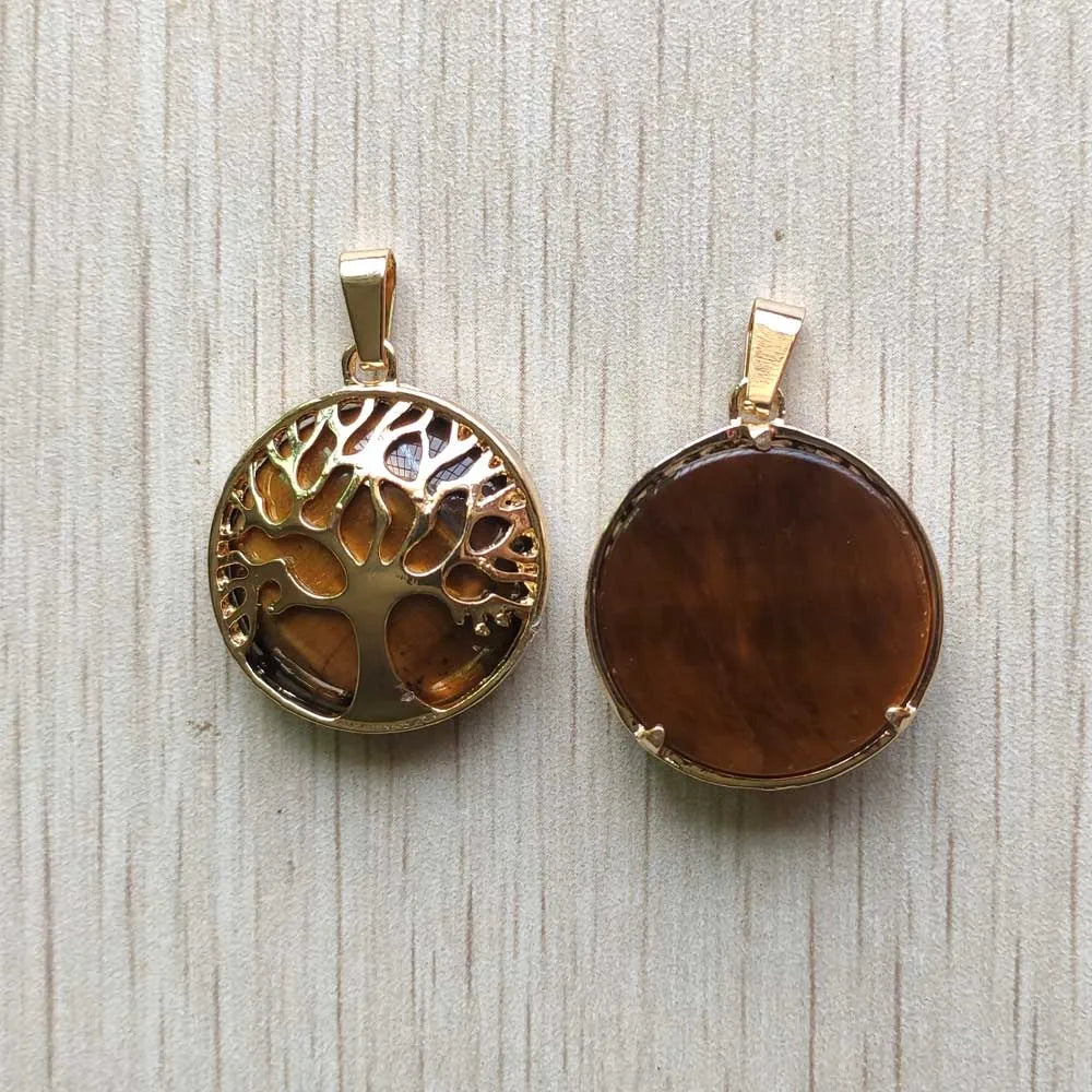 Großhandel 12 teile/los mode naturstein legierung baum des lebens mix Anhänger für halsketten schmuck zubehör machen schnelle versand