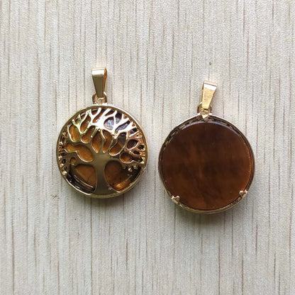 Großhandel 12 teile/los mode naturstein legierung baum des lebens mix Anhänger für halsketten schmuck zubehör machen schnelle versand