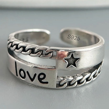 Ringe aus 925er-Sterlingsilber für Damen, Paare, minimalistisch, handgefertigt, schlicht, Retro-Blumen-Herz-Ring, edler Schmuck, Geschenk, verhindert Allergien