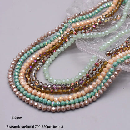 4 mm Farbschema, 6 Stränge/Beutel, Rondelle-Kristallglasperlen, facettierte lose Distanzperlen für Schmuckherstellung, Schmuck, DIY-Halskette