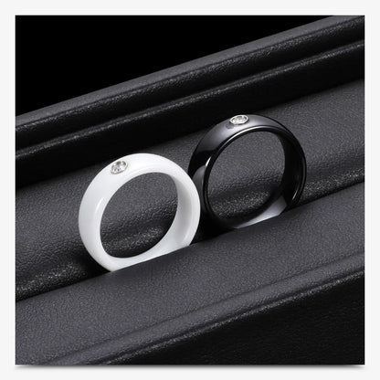 6MM Luxus Zirkon Keramik Ring Für Frauen Finger schmuck Zubehör Schwarz Weiß Farbe UNS Größe 6-9 wasserdicht Anti-fading
