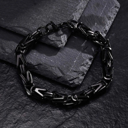 Klobige byzantinische Kettenarmbänder für Männer und Jungen, V-förmiges Edelstahl-Kettenglied-Armband, Vintage-Schmuck, Accessoires, Herrengeschenke
