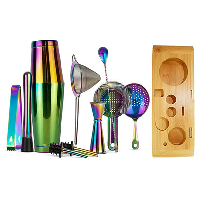 Cocktail Shaker Bar Set: 2 Gewichteten Boston Shaker, Cocktail Sieb Set,Jigger,Muddler und Löffel, eis Tong und 2 Flasche Ausgießer