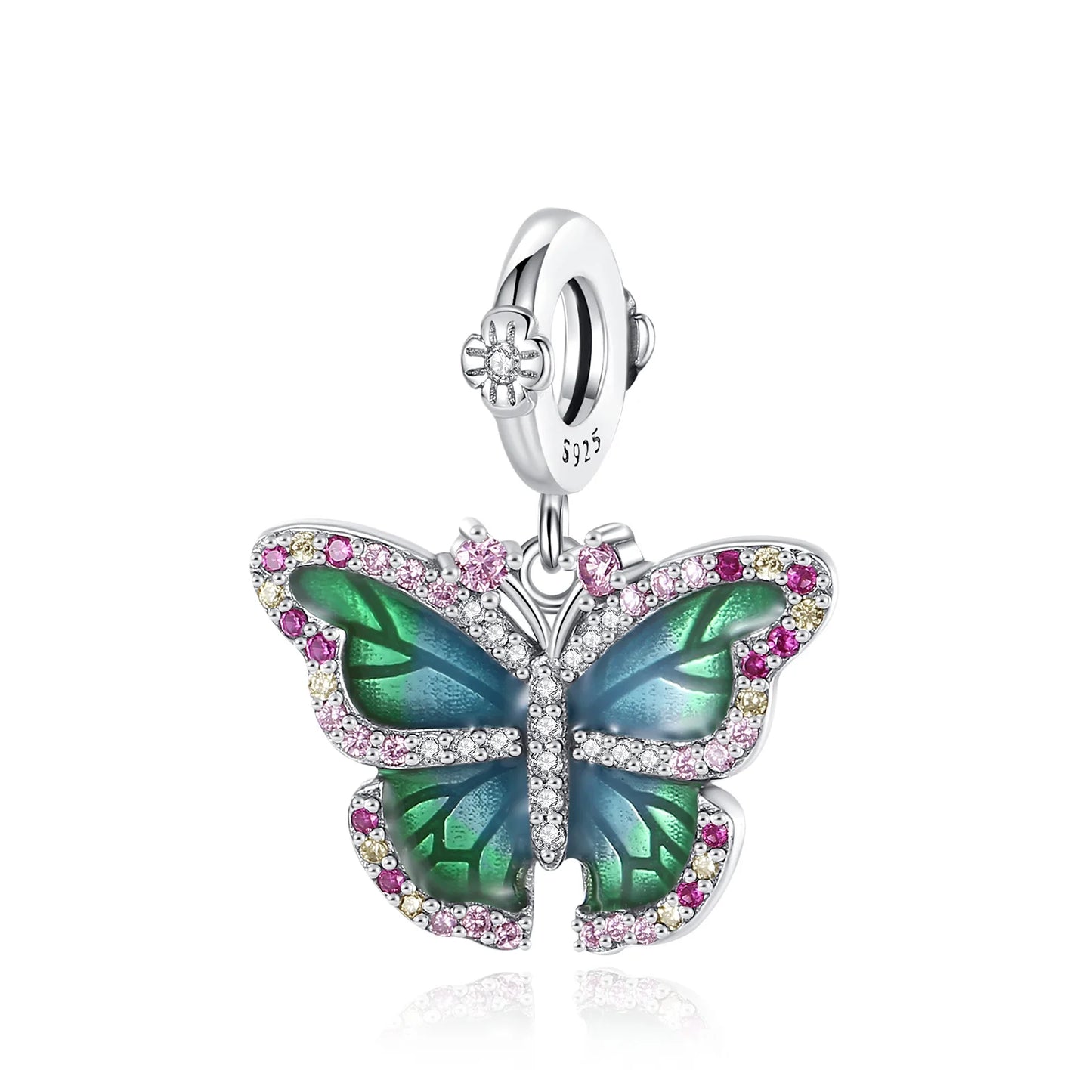 Glänzende Schmetterlingsanhänger aus 925er-Sterlingsilber mit flatternder Dunkelheit, passend für DIY-Armbänder, Halsketten, romantisches Geschenk, Paarung