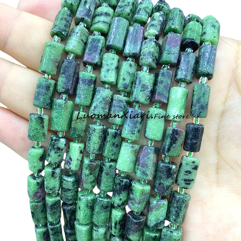 8x12mm Naturstein Grüner Malachit Unregelmäßiger Zylinder Lose Distanzperlen für Schmuckherstellung Diy Armband Charms Zubehör