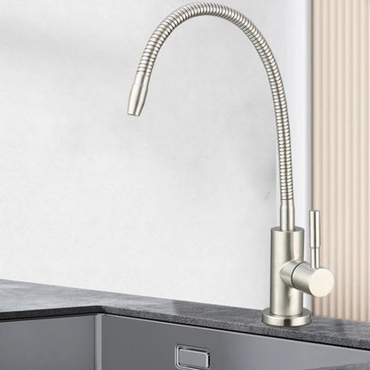 1/4 Zoll Küchenwasserfilterhahn, flexibler Trinkhahn, Wasserreiniger, Wasserhahn, Küchenarmatur aus Edelstahl 304