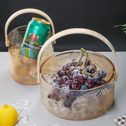 Licht Luxus Obst Korb Tragbare Glas Obst Platte Wohnzimmer Süßigkeiten Salat Schüssel Hause Snack Tablett Obst Wein Barrel Eis Eimer
