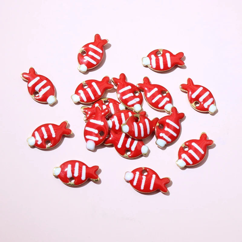 20 Stück 10x6mm Edelstahl Emaille Fisch Charms Anhänger niedlich klein Edelstahl DIY Schmuck Herstellung Zubehör Ergebnisse