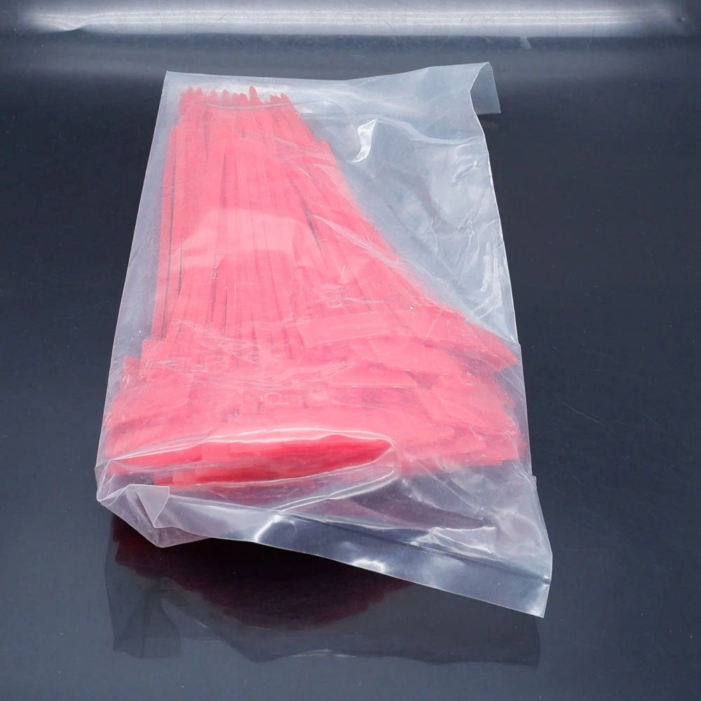 100 Stück Nylon-Kunststoff-Kabelbinder, Etiketten, Schlaufe, selbstsichernde Kabelbinder, Netzwerk-Befestigungsgurte, Marker, Blau, Rot, Grün, Gelb