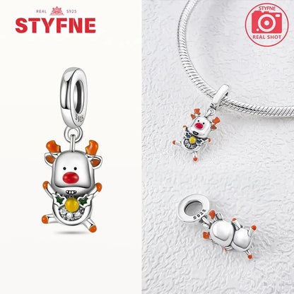 925 Silber Neue Weihnachten Weihnachtsmann Elch Schneemann Charms Perlen Fit Original Armbänder Party Geschenk DIY Schmuck für Frauen