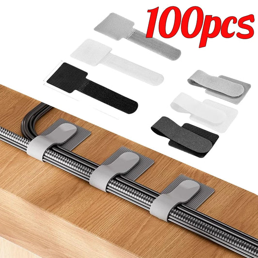 Selbstklebende Wiederverwendbare Klettverschluss-Kabelbinder - Verstellbare Kabelorganisierer für Schreibtisch, Zuhause & Büro Kabelmanagement