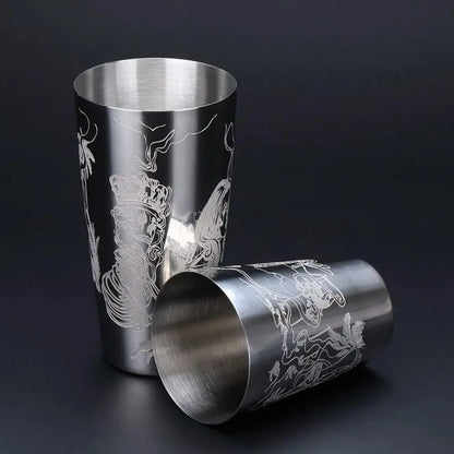 Boston Shaker aus Edelstahl mit geätztem Muster, Cocktail-Shaker, Martini-Shaker, Getränkemixer, professionelle Barkeeper-Sets