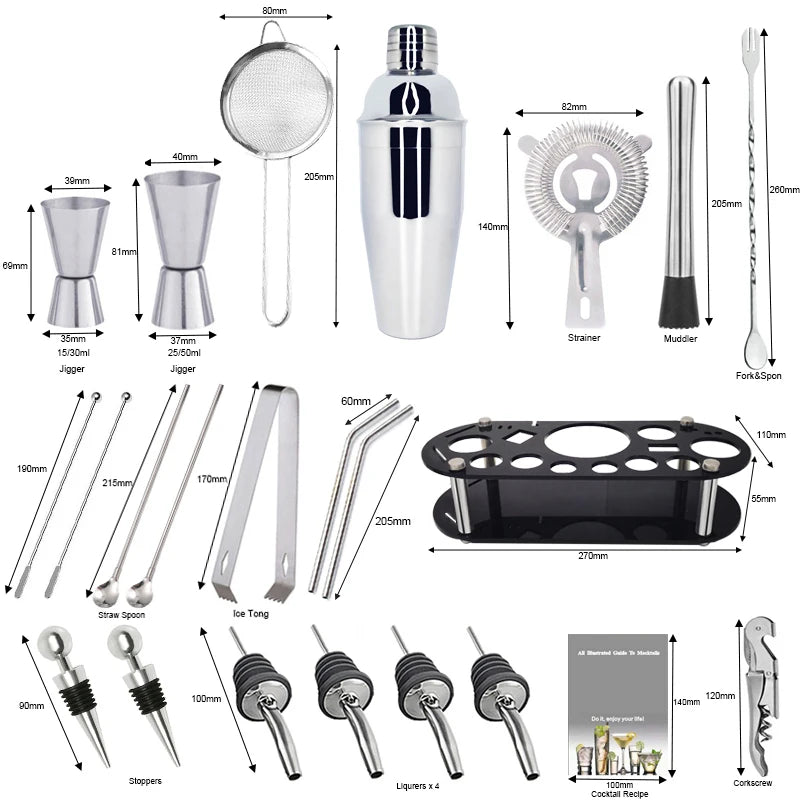 13-22 Stück 750ml 600ml Boston Cocktail Shaker Bar Werkzeuge Wein mixer Set Barkeeper Cocktail Shaker Werkzeugs atz mit Halter