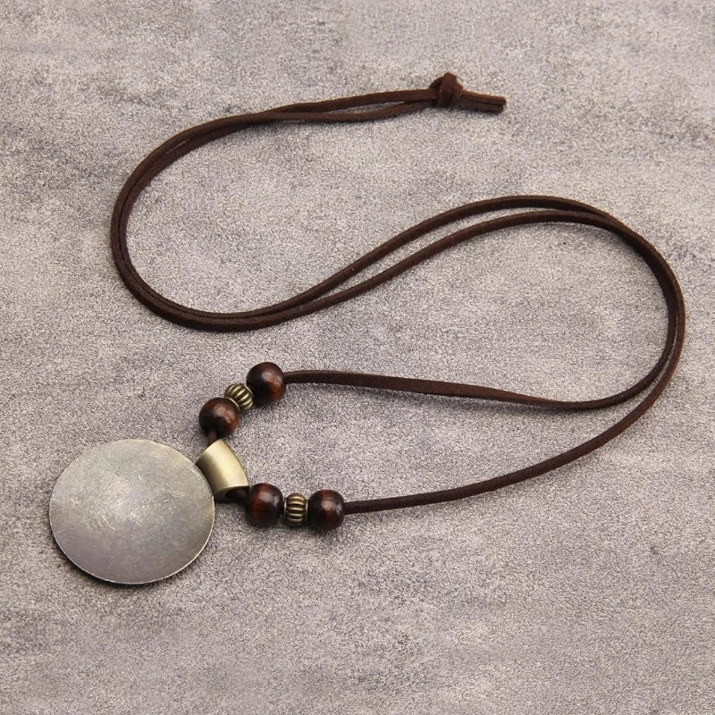 Fingerabdruck Rund Pullover Kette Legierung Böhmischen Männer Frauen Persönlichkeit Anhänger Lange Halsketten Handgemachten Schmuck