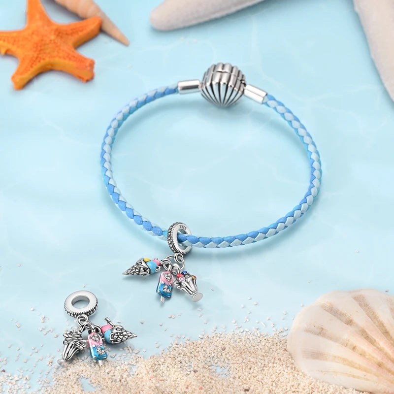 Gemütlicher Charm aus 925er-Sterlingsilber für Strandausflüge, hawaiianischer Bikini, Surfen, Kokosnussbaum, passend für DIY-Armbänder, Halsketten, Reisesouvenirs