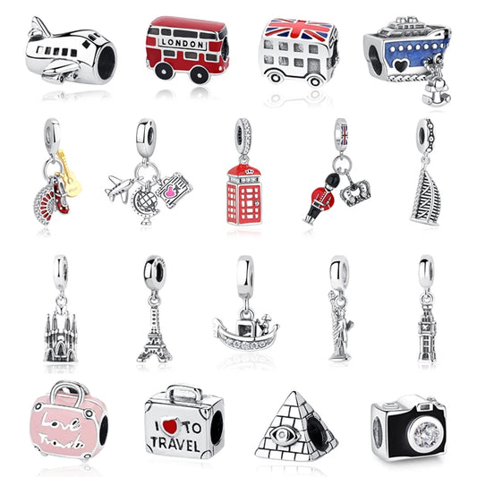 Original 100% 925 Sterling Silber Charm Bead Reise Taxi Motorrad Riesenrad Charms Fit Pandora Armbänder Frauen Diy Schmuck