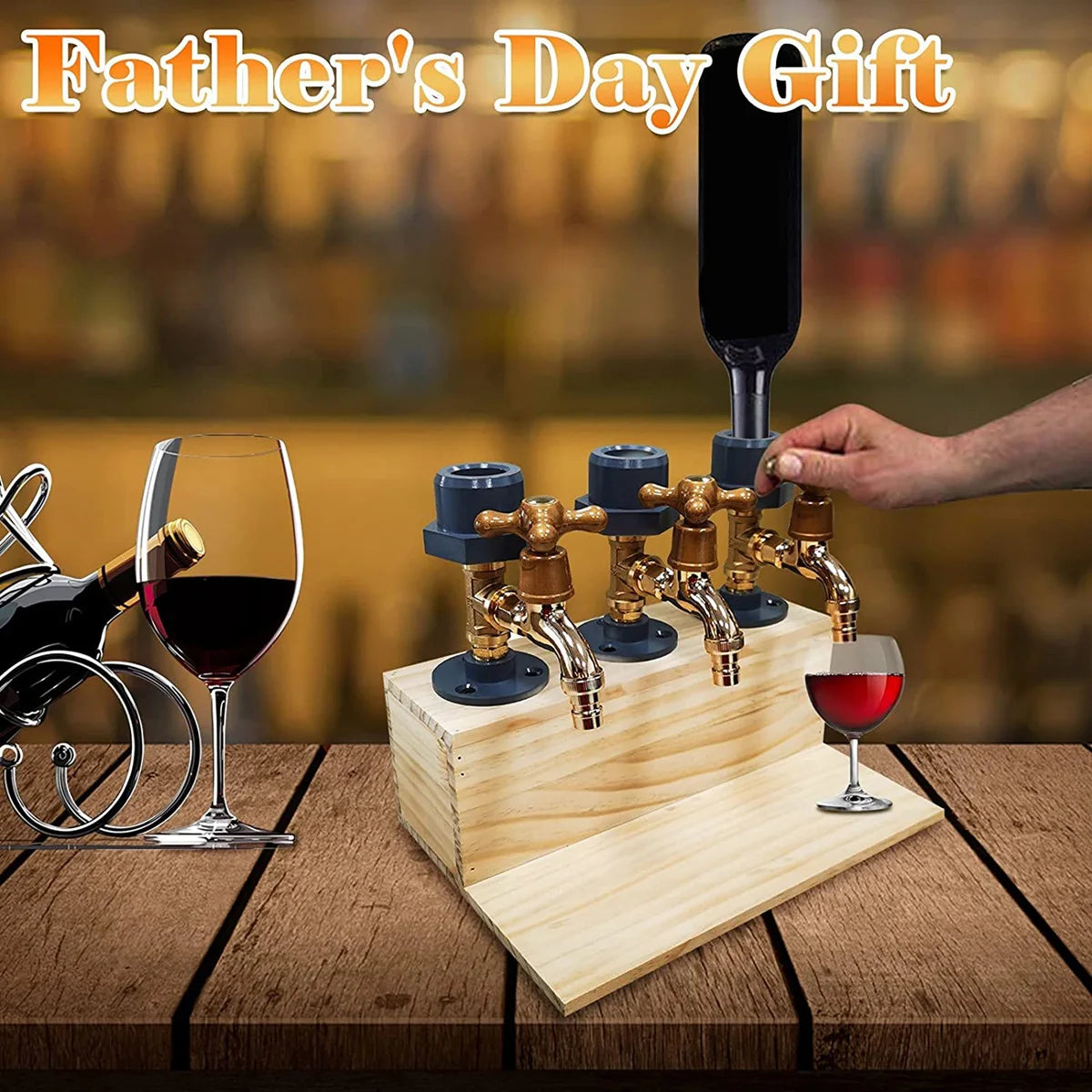 1/2/3-Flaschen-Whiskey-Spender aus Holz mit Zapfhahn, Alkohol-Getränkespender für Zuhause, Party, Bar, Vatertagsgeschenk