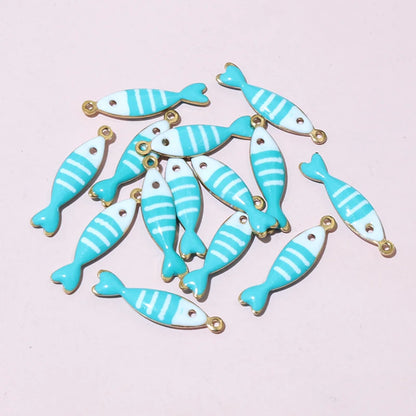 20 Stück Edelstahl Emaille Fisch Charms Anhänger 18x5mm Edelstahl DIY Schmuck Herstellung Zubehör für Ohrringe Halskette