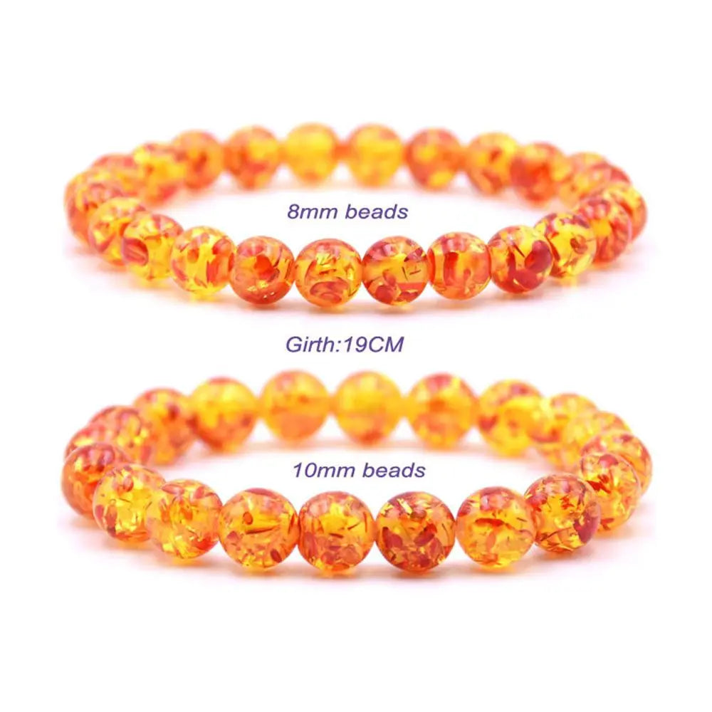 Damen Herren schmuck 8mm 10mm Armreif Natur Bernstein Armband Perle rund elastisch