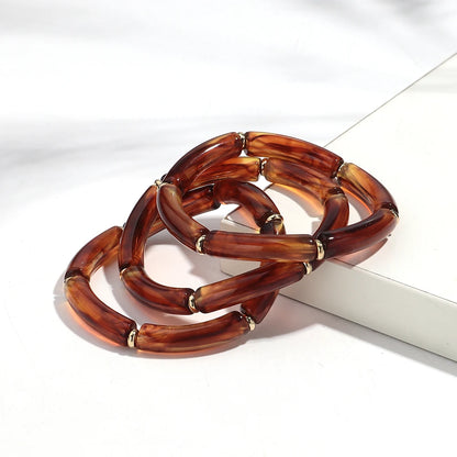 Retro Bernstein Unregelmäßige Geometrische Acryl Armbänder für Frauen Boho Statement Harz Stapelbare Armband Armreif Paar Schmuck Geschenke