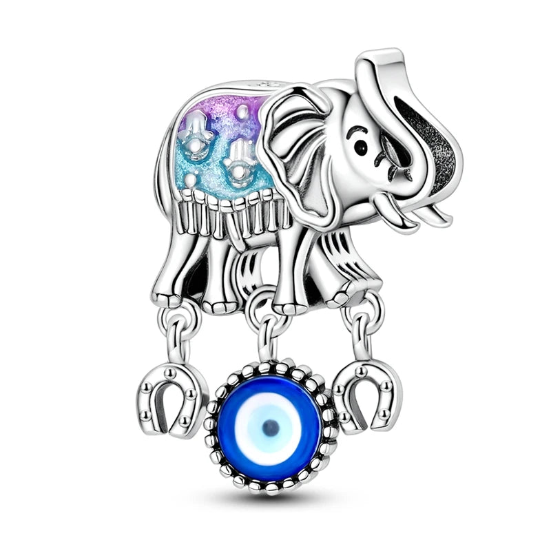 Teufelsaugen-Charm aus 925er Silber, Original-Hand der Fatima, blauer Zirkon, Kreuz, blaue Augen, passend für Armbänder, DIY-Herstellung von Schmuck, Geschenk