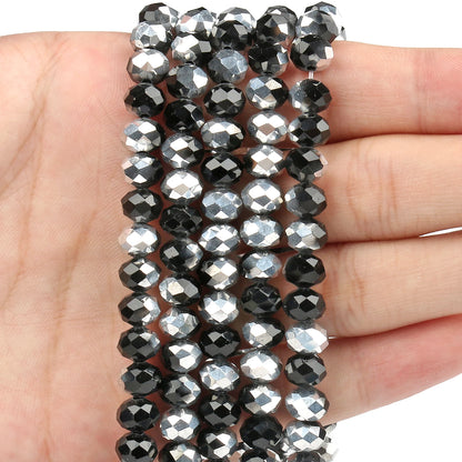 3/4/6/8mm Facettierte Jade Weiße Kristall Glas Perlen Vergoldet Flache Runde Lose Perlen für Schmuck Machen Diy Armband Ohrring