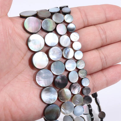 Natürliche graue schwarze Muschelperlen, rund, quadratisch, Perlmutt-Muschelperlen für die Schmuckherstellung, DIY-Charm, Halskette, Armband, Ohrringe