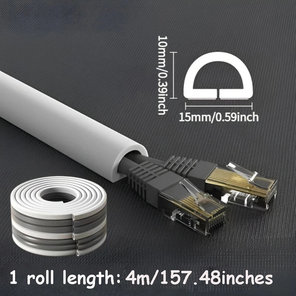 1 Rolle langer, selbstklebender Kabelschutz, Kabelabdeckung für Kabel an Wänden, Böden, aus PVC-Material, einfache Installation