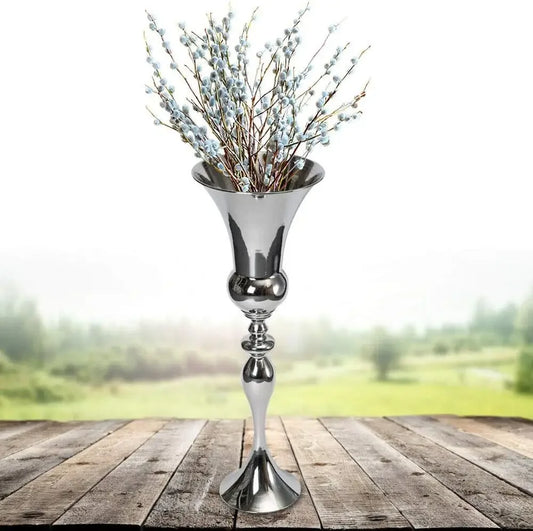 74cm Moderne Bodenvase, Großer Metall-Arrangementbehälter Blumentopf Silber für Büro, Wohnzimmer, Hochzeit, Verlobung, Dekoration